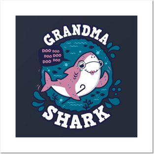 Grandma Shark (trace) Posters and Art